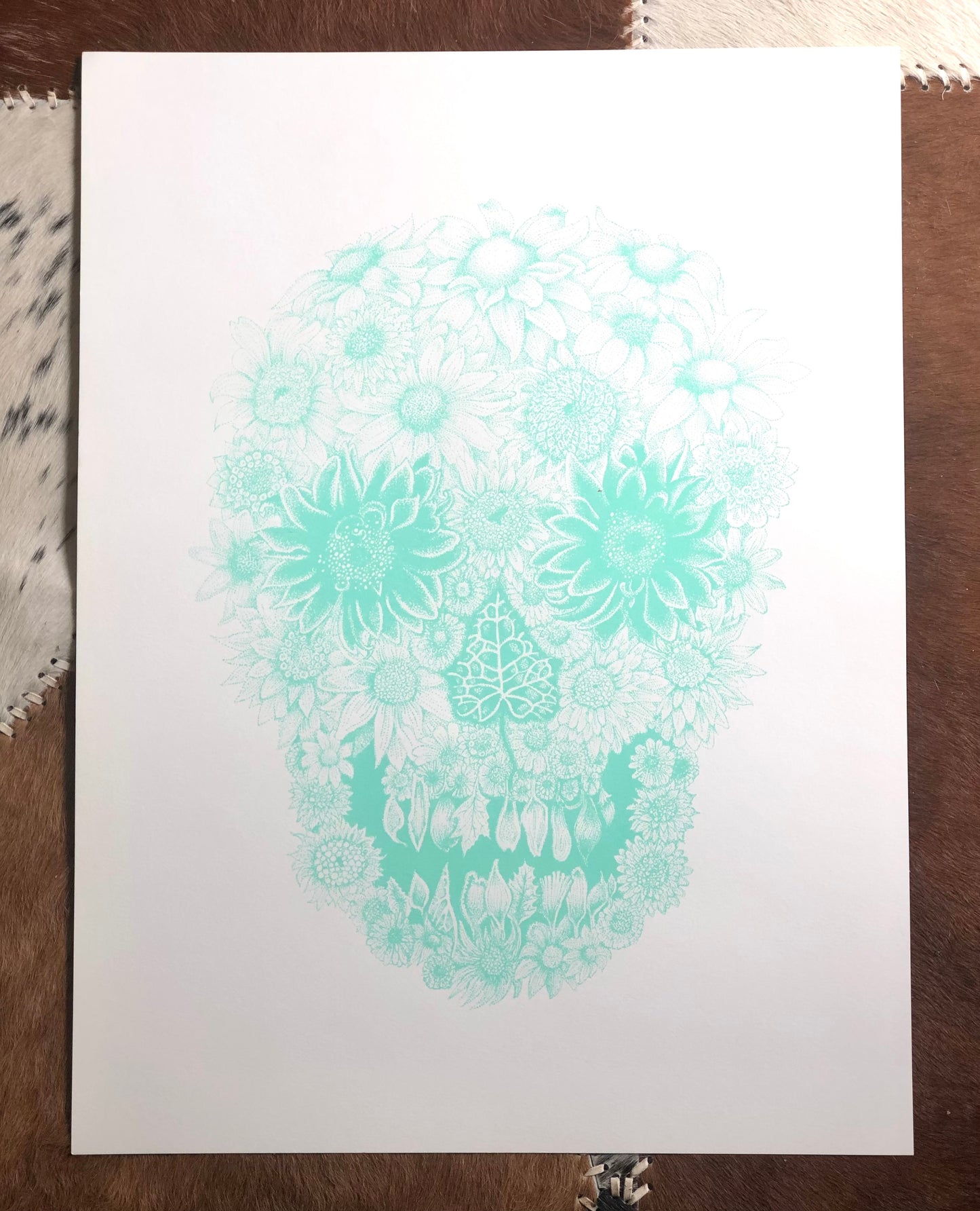 Flower Skull - Mint Green